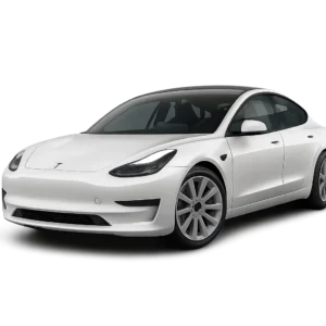 Tesla Model 3 blanche utilisée pour les trajets chauffeur vtc Biarritz